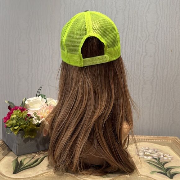 Dutch Bros Dutch Mafia Snap Back Mesh Cap Hat Unisex Neon Green Black OSFM - Picture 8 of 15